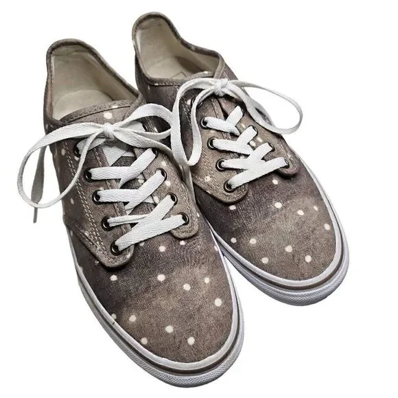 VANS Brown Washed Polka Dot Athletic Shoes Women's Size US 11 Lace Up Classics - Picture 2 of 11